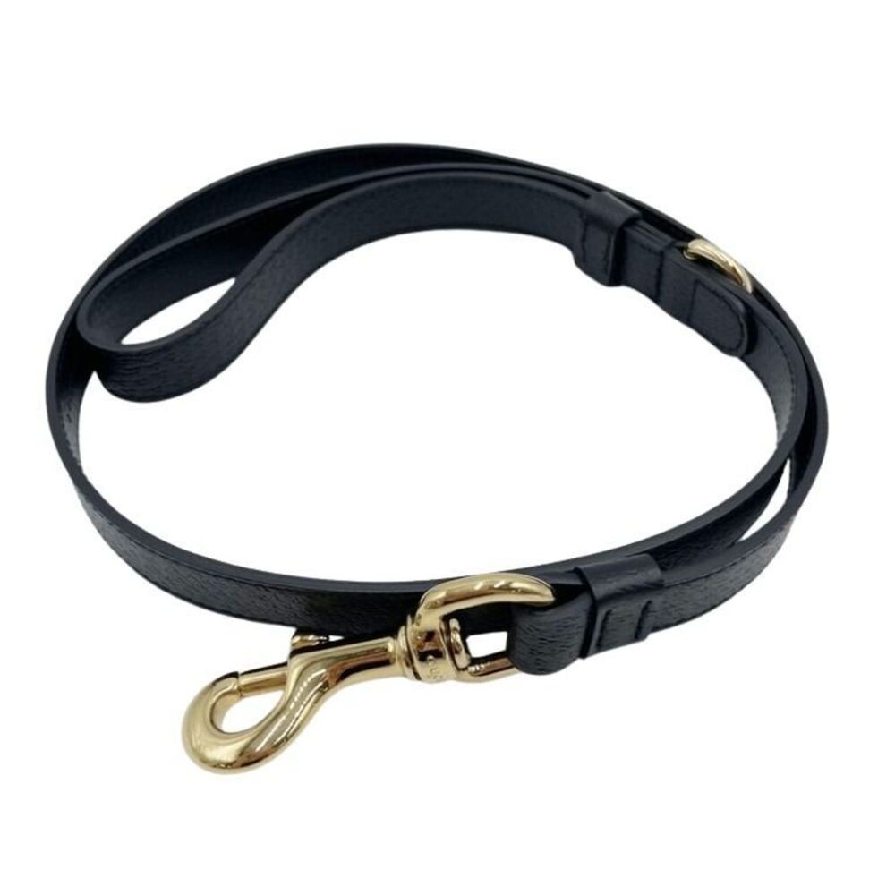 GUCCI Interlocking G Pet Leash, Small/Medium Size, 692949, Black Leather, Men...